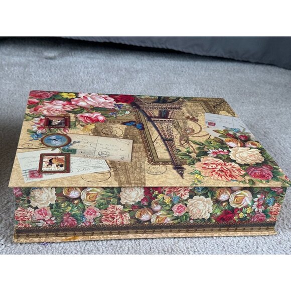 Vintage Punch Studio Eiffel Tower Paris Keepsake Note Card Top Box 15" x 12" x 4 - Picture 4 of 8